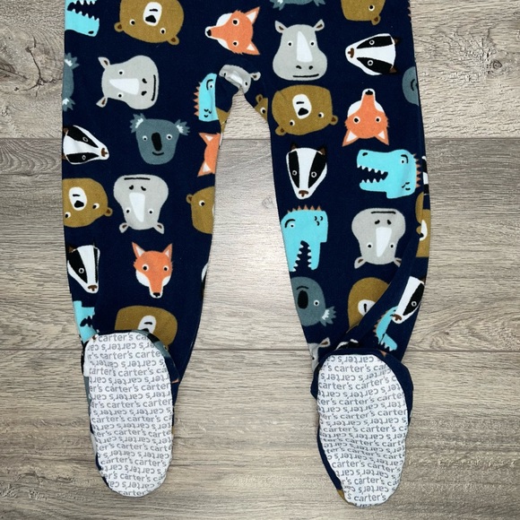 Carter’s Fleece Footed Pajama’s 4T Animals Navy Blue - Picture 8 of 11